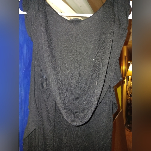 SALVAGE Rare Rhinestone "To Each His Own" Hooded Black Graphic Sleeveless Dress - Picture 10 of 11